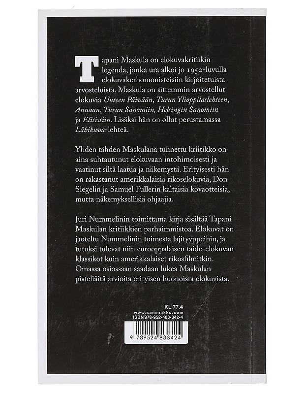 Intohimosta elokuvaan - Maskula, Tapani - Musiikki- ja elokuvakirjat - 10105434750 - 1