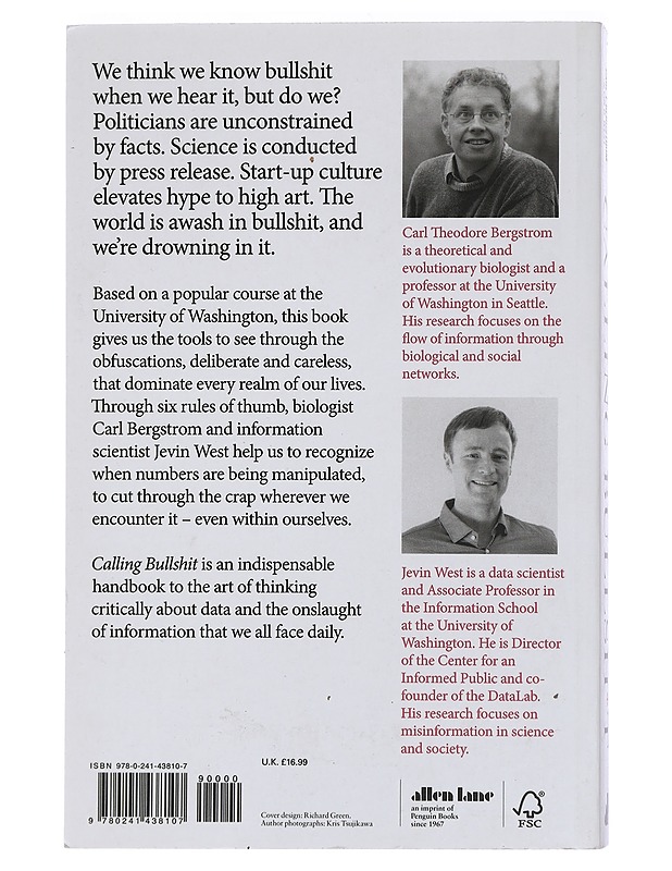 Calling Bullshit : The Art of Scepticism in a data-driven world - Bergstrom, Carl T. - Tietokirjat ja oppaat - 10105435160 - 1