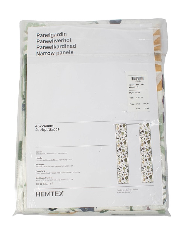 HEMTEX paneeliverho, 45x240 cm, 2 kpl - Verhot ja kapat - 10105435183 - 1