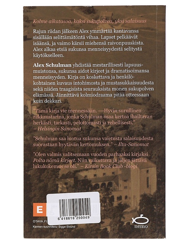 Polta nämä kirjeet - Schulman, Alex - Elämäkerrat ja muistelmat - 10105435229 - 1