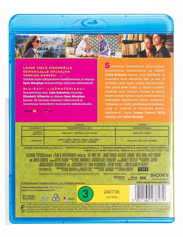 Eat Pray Love - Blu-ray - Blu-ray-levyt - 10105435779 - 1