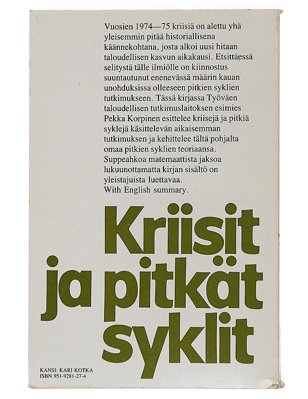 Kriisit ja pitkät syklit - Pekka Korpinen - Tietokirjat ja oppaat - 10105435810 - 1