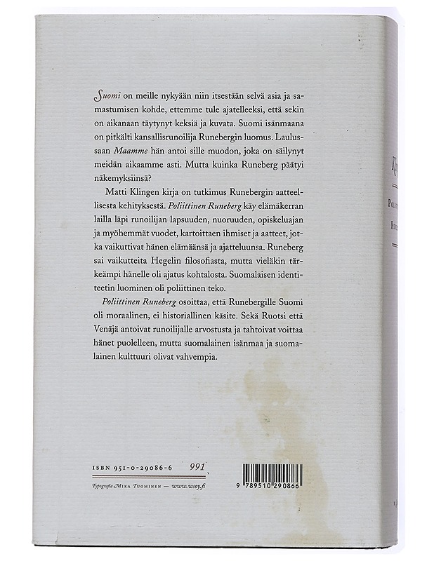 Poliittinen Runeberg - Klinge, Matti - Elämäkerrat ja muistelmat - 10105435830 - 1