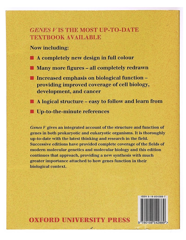 Genes V - Benjamin Lewin - Tietokirjat ja oppaat - 10105435894 - 1