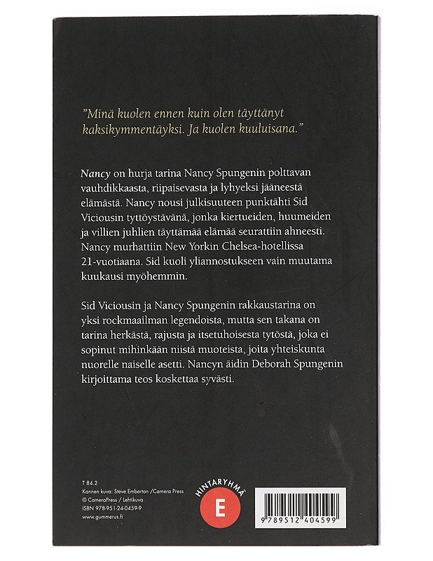 Nancy - Spungen, Deborah - Elämäkerrat ja muistelmat - 10105435930 - 1