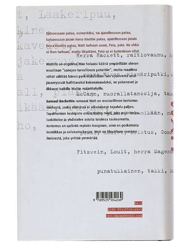 Watt - Beckett, Samuel - Romaanit ja novellit - 10105436133 - 1