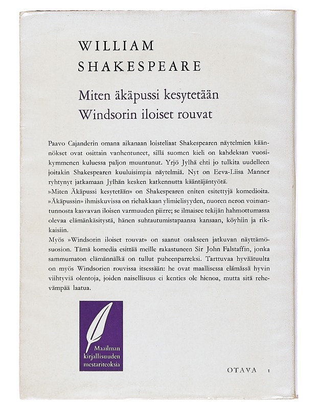 Miten äkäpussi kesytetään Windsorin iloiset rouvat - Shakespeare, William - Romaanit ja novellit - 10105436196 - 1