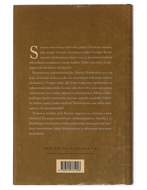 Suomen sota 1808-1809 - Hårdstedt, Martin - Historiakirjat - 10105436445 - 1