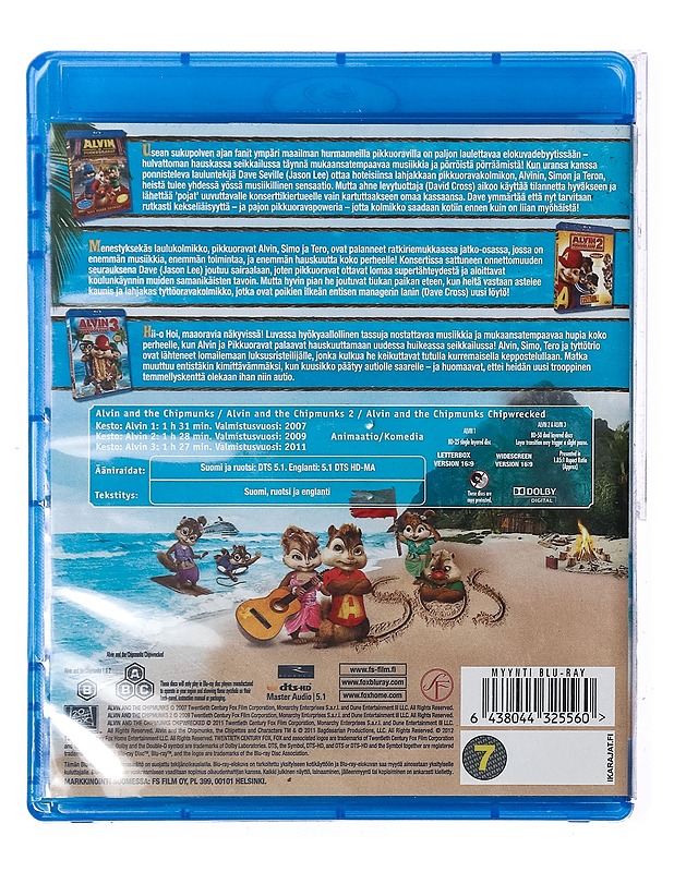 Alvin Ja Pikkuoravat 1,2 ja 3 - Blu-Ray - Blu-ray-levyt - 10105436489 - 1