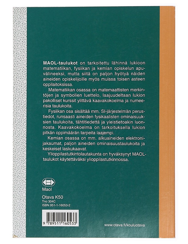 MAOL-taulukot : matematiikka, fysiikka, kemia - Seppänen, Raimo - Tietokirjat ja oppaat - 10105436500 - 1