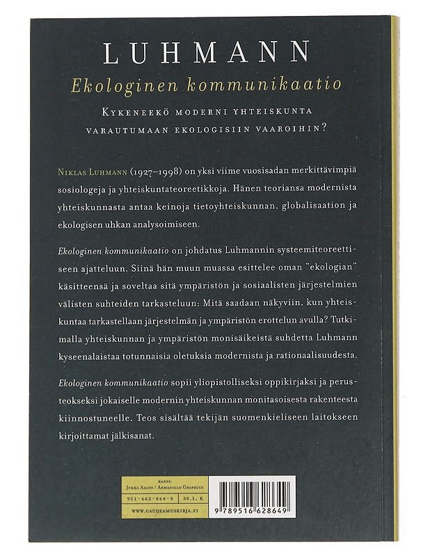 Ekologinen kommunikaatio - Luhmann, Niklas - Tietokirjat ja oppaat - 10105436522 - 1