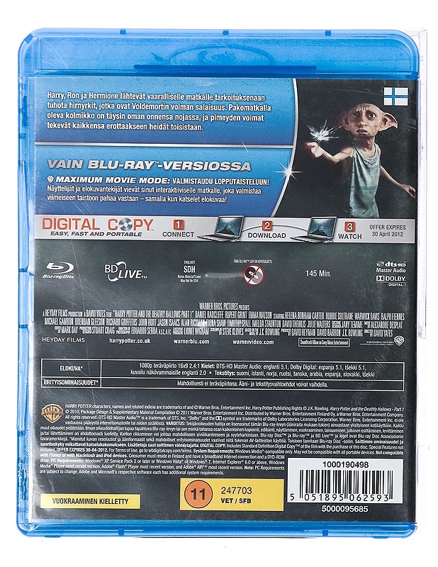 Harry Potter Ja Kuoleman Varjelukset osa 1 - Blu-ray + DVD - Blu-ray-levyt - 10105436875 - 1