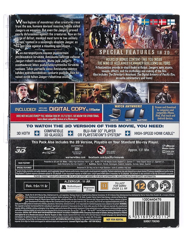 Pacific Rim 3D -Blu-Ray - Blu-ray-levyt - 10105436905 - 1