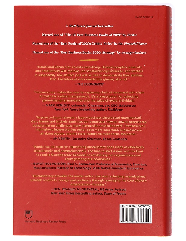 Humanocracy : creating organizations as amazing as the people inside them - Hamel, Gary - Tietokirjat ja oppaat - 10105436935 - 1