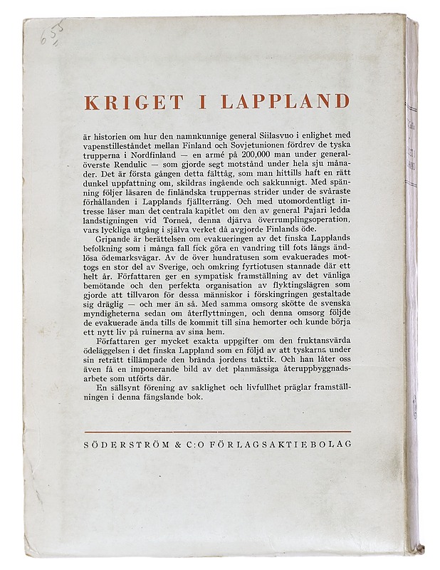 Kriget i Lappland - T.T Kaila - Historiakirjat - 10105436958 - 1