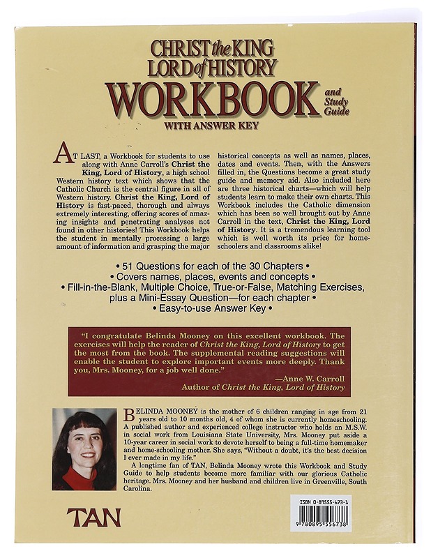 Christ the King Lord of History : Workbook and Study Guide - Belinda Terro Mooney - Historiakirjat - 10105437353 - 1