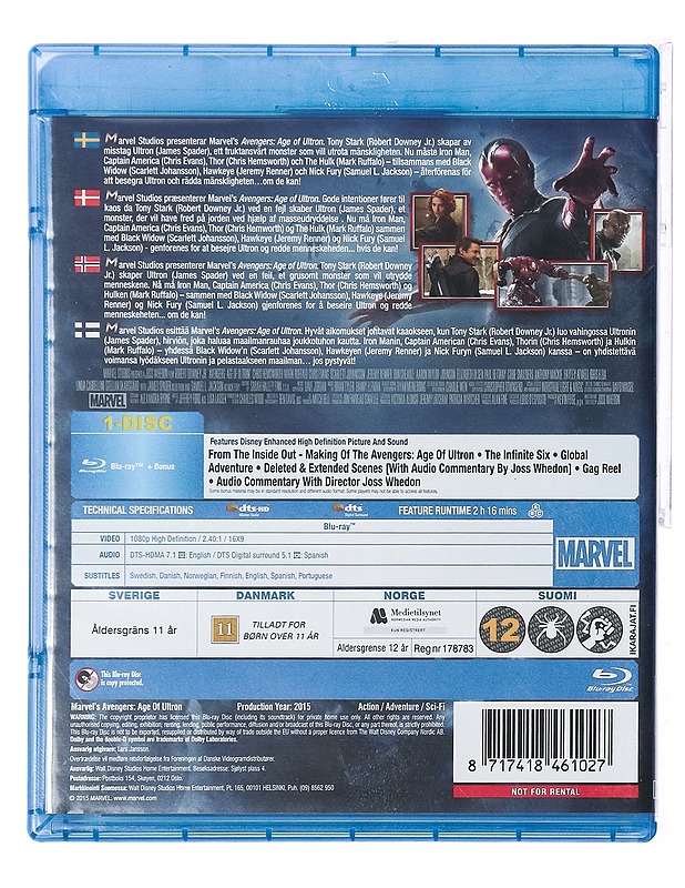 Avengers: Age Of Ultron -Blu-Ray - Blu-ray-levyt - 10105437534 - 1