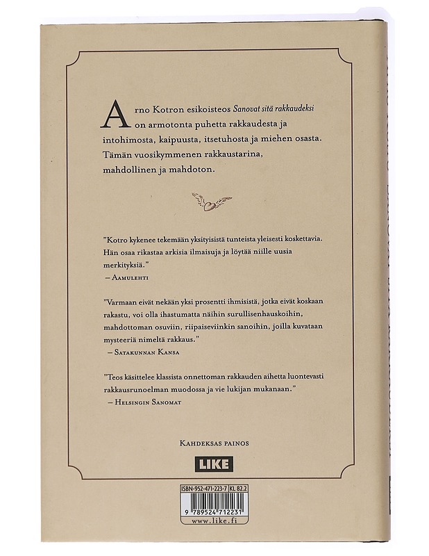 Sanovat sitä rakkaudeksi - Arno Kotro - Kaunokirjallisuus - 10105437817 - 1