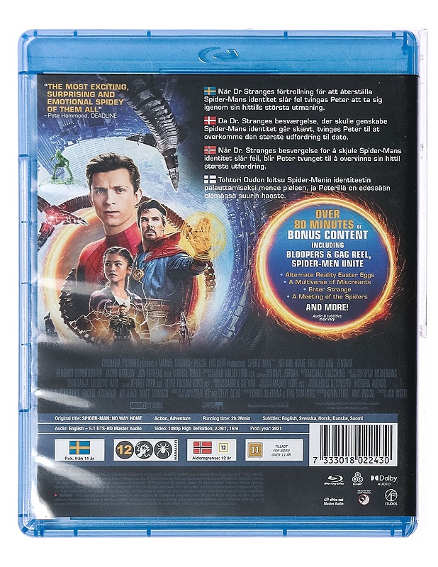 Spider-Man: No Way Home - Blu-Ray - Blu-ray-levyt - 10105437892 - 1