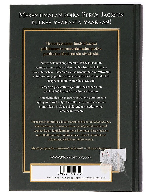 Percy Jackson : Jumalten sota - Riordan, Rick - Fantasia- ja scifi - 10105437960 - 1