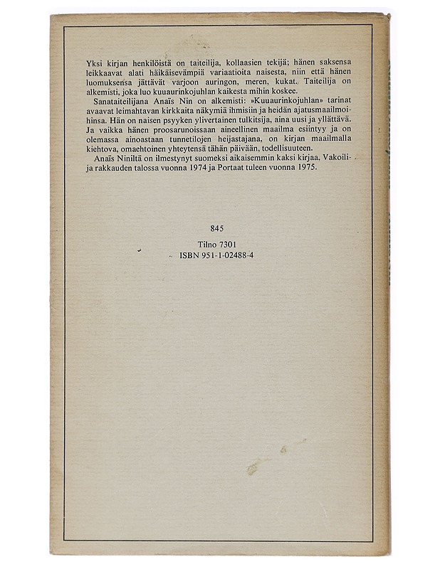 Kuuaurinkojuhla - Nin, Anais - Romaanit ja novellit - 10105438062 - 1