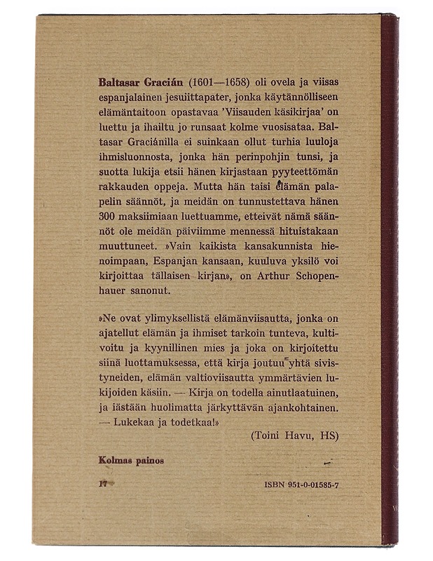 Viisauden käsikirja - Gracián, Baltasar - Kirja lahjaksi - 10105438150 - 1