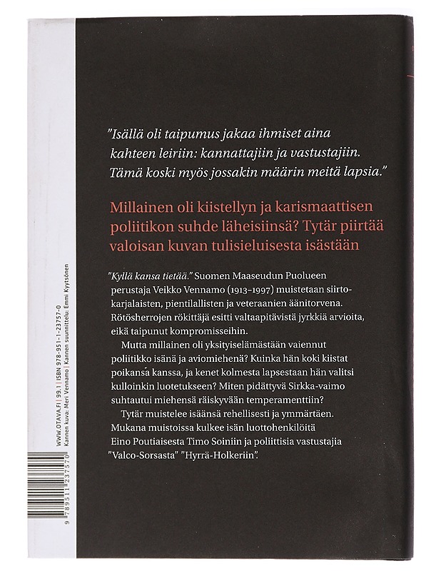 Lähikuvassa Veikko Vennamo - Vennamo, Meri - Elämäkerrat ja muistelmat - 10105438307 - 1