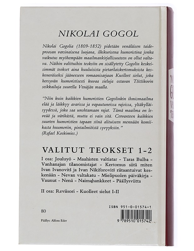 Valitut teokset. 1. osa - Gogol, Nikolai - Romaanit ja novellit - 10105438604 - 1