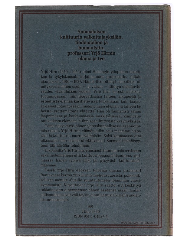 Yrjö Hirn 2 osa 1910- 1952 - Irma Rantavaara  - Kaunokirjallisuus - 10105438653 - 1