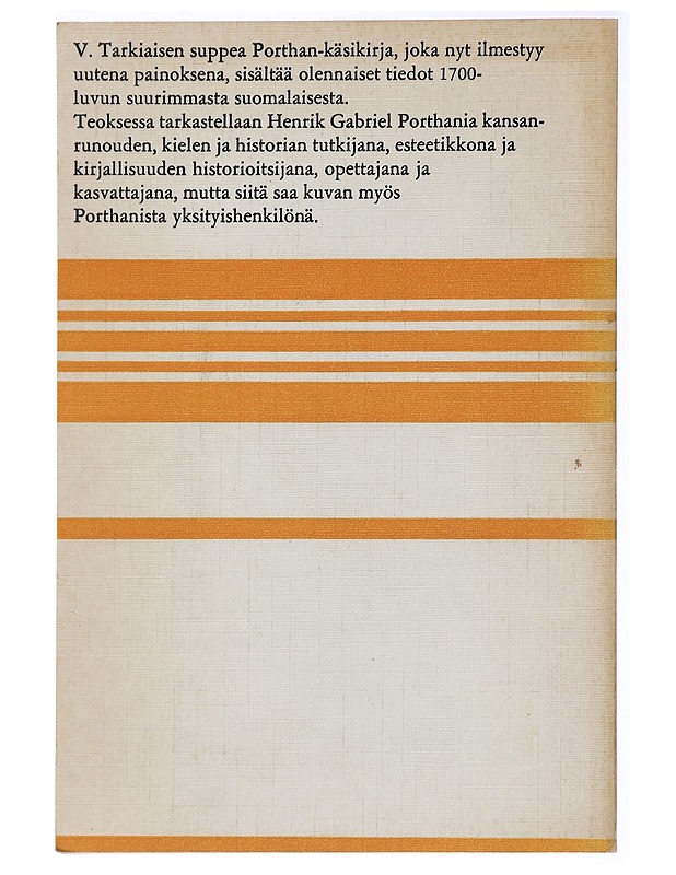 V. Tarkiainen : Henrik Gabriel Porthan - Kaunokirjallisuus - 10105438671 - 1