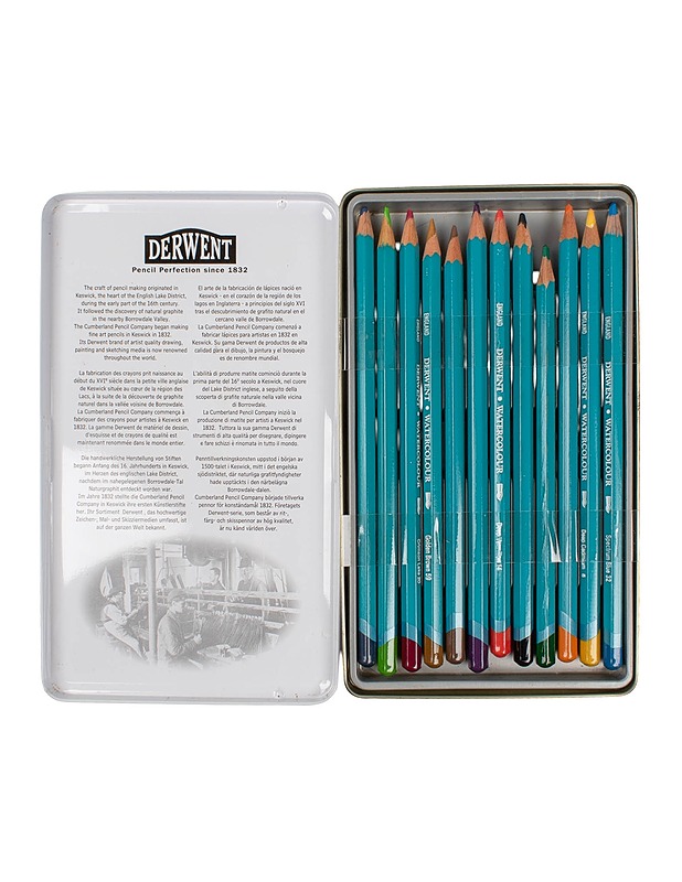 DERWENT Watercolour akvarellikynä, 12 kpl - Askartelu - 10105438792 - 1