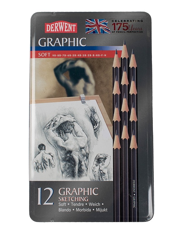 DERWENR Graphic Sketching Soft puukynä, 12 kpl - 1 kpl - Askartelu - 10105438873 - 0