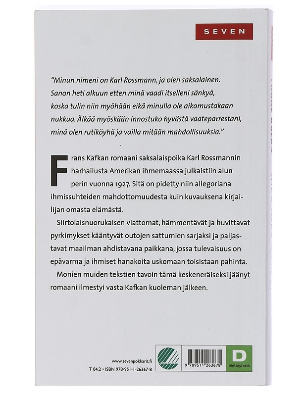 Mies joka katosi - Kafka, Franz - Romaanit ja novellit - 10105439040 - 1