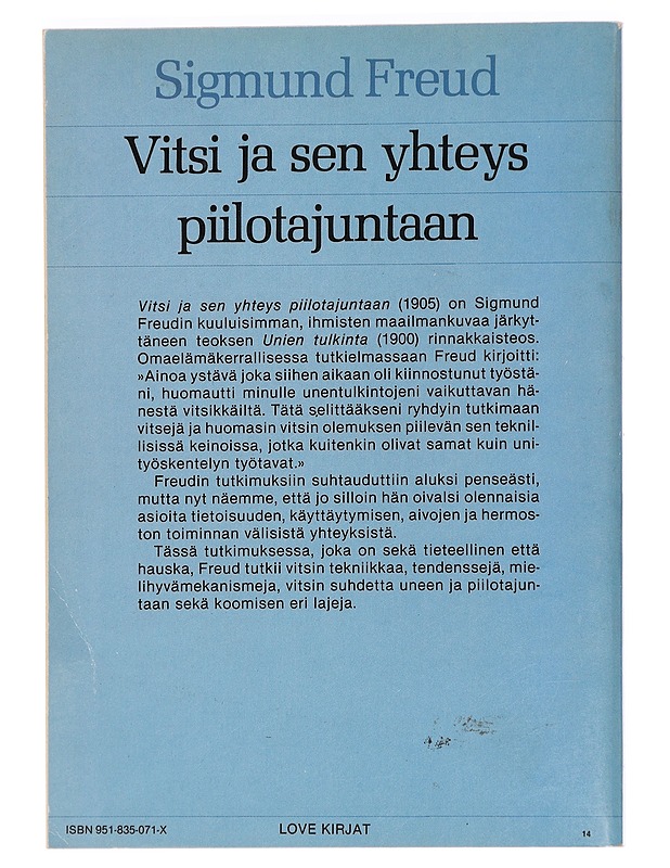 Vitsi ja sen yhteys piilotajuntaan - Freud, Sigmund - Tietokirjat ja oppaat - 10105439221 - 1