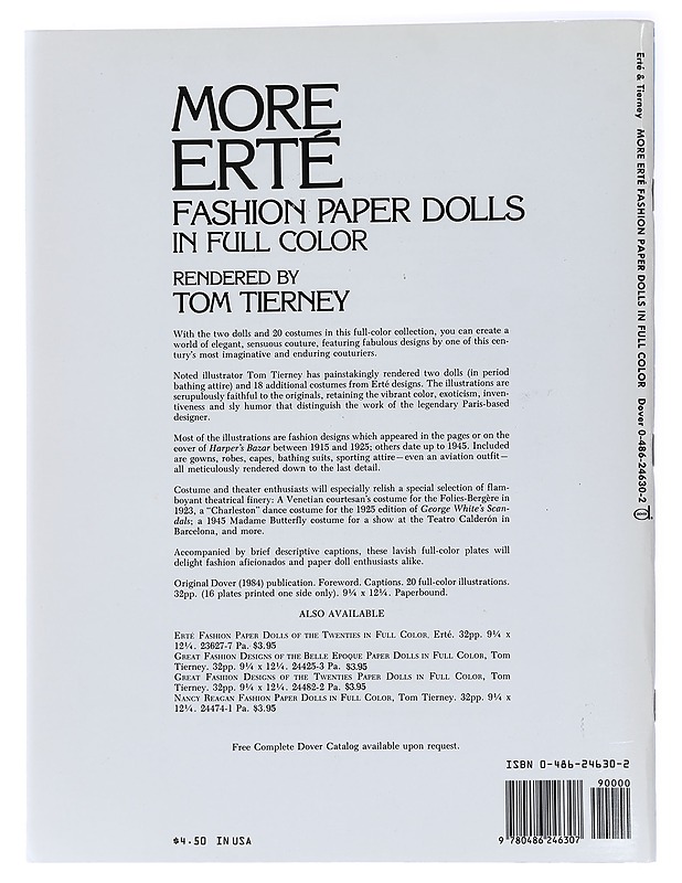 More Erte : Fashion Paper Dolls - Tom Tierney - Harrastekirjat - 10105439450 - 1