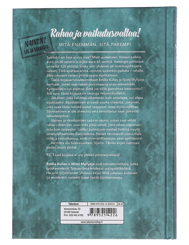 Nainen ja rikastumisen taito : kirja sijoittamisesta, vaurastumisesta ja naiseudesta - Kullas, Emilia - Tietokirjat ja oppaat - 10105439458 - 1