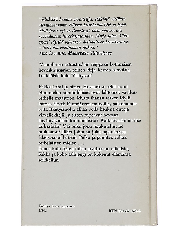 Vaarallinen ratsastus : Tyttöromaani - Merja Jalo - Nuorten kirjat - 10105439821 - 1