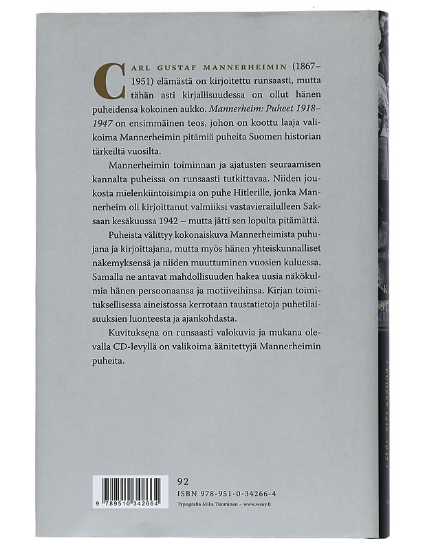 Mannerheim : Puheet 1918-1947 - Mannerheim, Carl Gustaf Emil - Elämäkerrat ja muistelmat - 10105439921 - 1
