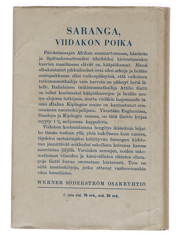 Saranga, Viidakon Poika - Gatti, Attilio - Nuorten kirjat - 10105440378 - 1