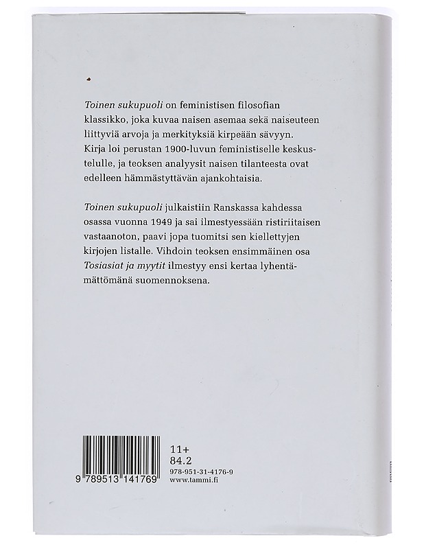 Toinen sukupuoli I : Tosiasiat ja myytit -  de Beauvoi, Simone - Historiakirjat - 10105440483 - 1