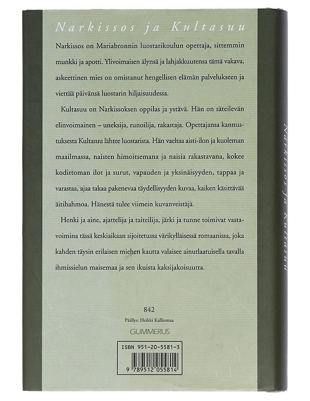 Narkissos ja Kultasuu - Hesse, Hermann - Kaunokirjallisuus - 10105440598 - 1