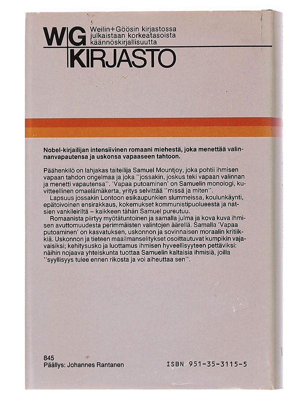 Vapaa putoaminen - Golding, William - Romaanit ja novellit - 10105440653 - 1