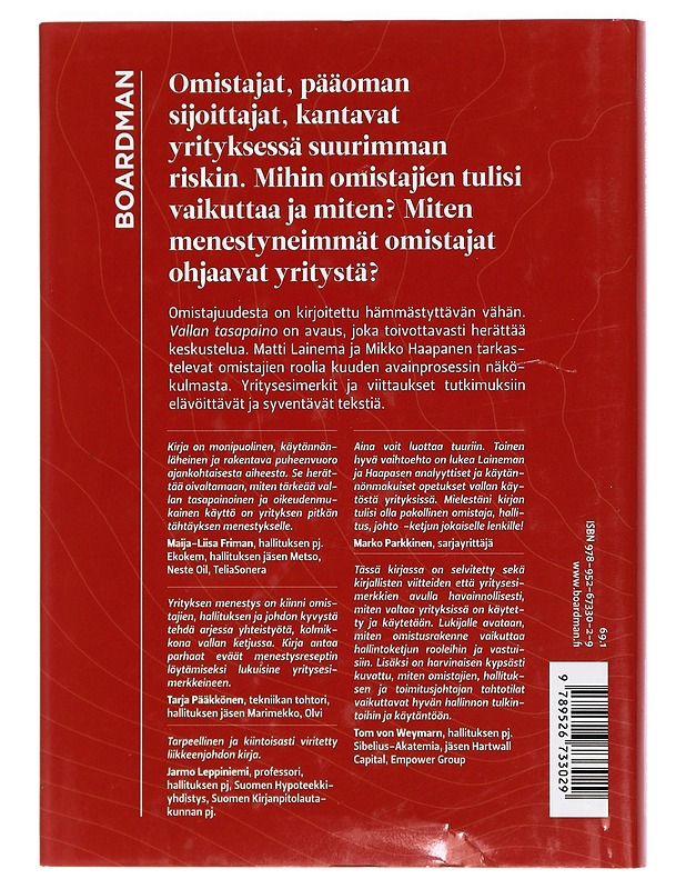 Vallan tasapaino : omistajat & hallitus & johto - Lainema, Matti - Tietokirjat ja oppaat - 10105440796 - 1
