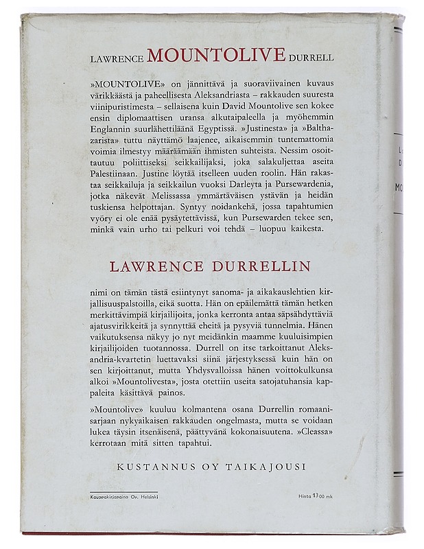 Montolive - Lawrence Durrell - Romaanit ja novellit - 10105440814 - 1
