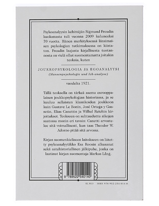 Joukkopsykologia ja egoanalyysi - Freud, Sigmund - Tietokirjat ja oppaat - 10105440839 - 1