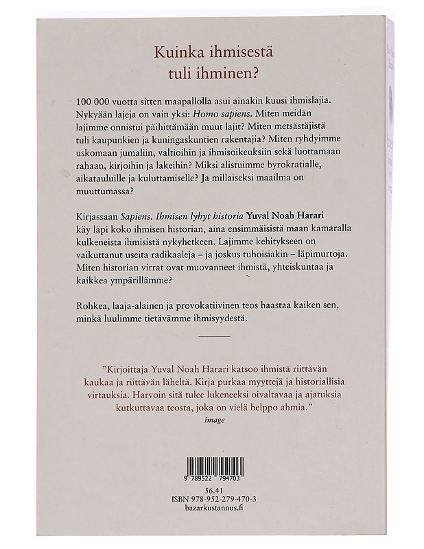 Sapiens : ihmisen lyhyt historia - Harari, Yuval Noah - Historiakirjat - 10105441194 - 1