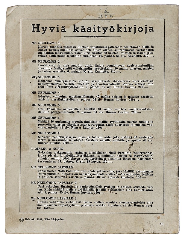 Me  neulomme : kintaita, sukkia, lakkeja, huiveja, ym. - Käsityökirjat - 10105441621 - 1