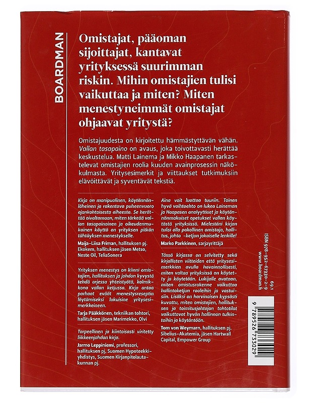 Vallan tasapaino : omistajat & hallitus & johto - Lainema, Matti - Tietokirjat ja oppaat - 10105441851 - 1