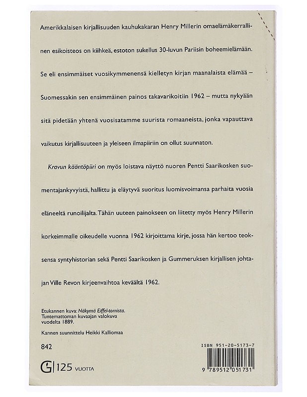 Kravun kääntöpiiri - Miller, Henry - Elämäkerrat ja muistelmat - 10105441893 - 1