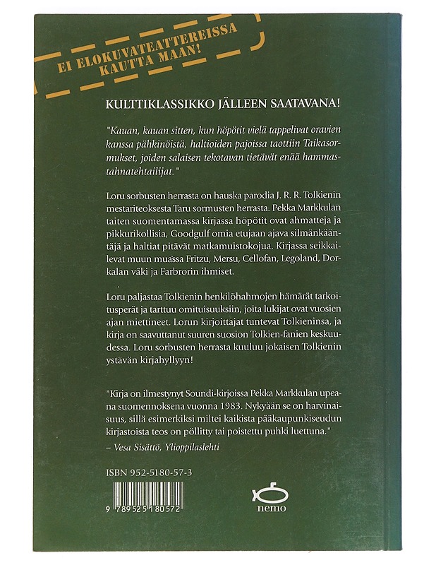 Henry N. Beard : Loru Sorbusten herrasta : parodia professori J. R. R. Tolkienin trilogiasta Taru sormusten herrasta - Fantasia- ja scifi - 10105442052 - 1